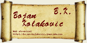 Bojan Kolaković vizit kartica